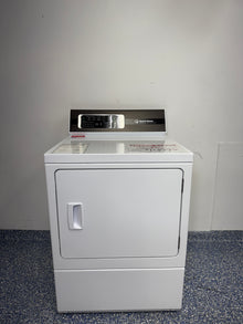 Speed Queen DR7 7.0 cu ft white front load dryer (DR7004WE) front view at Appliance Shark