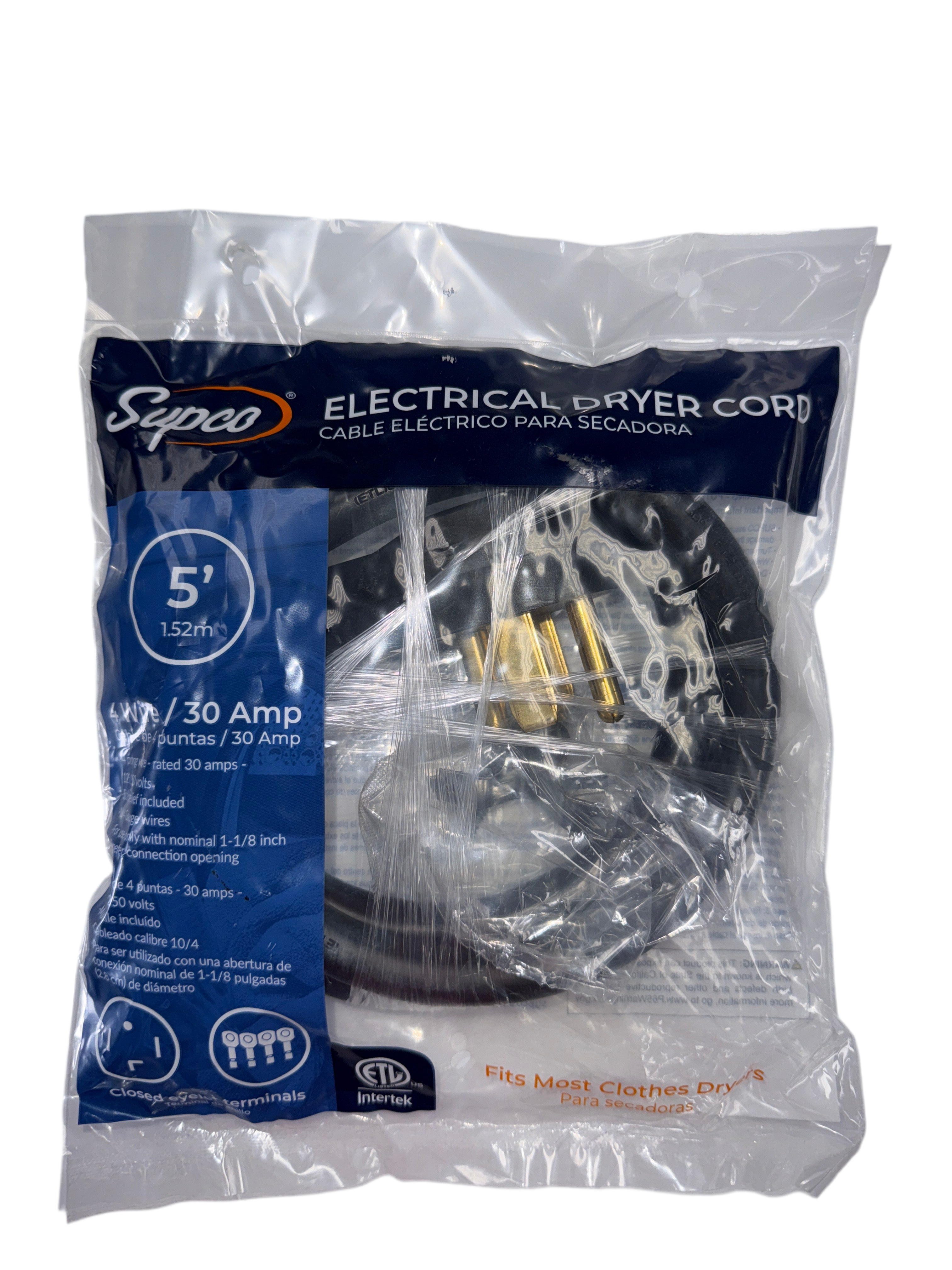 The SUPCO SDC4-30-5 4-prong, 5 ft. dryer power cord, highlighting its heavy-duty construction and a great deal in Kansas.