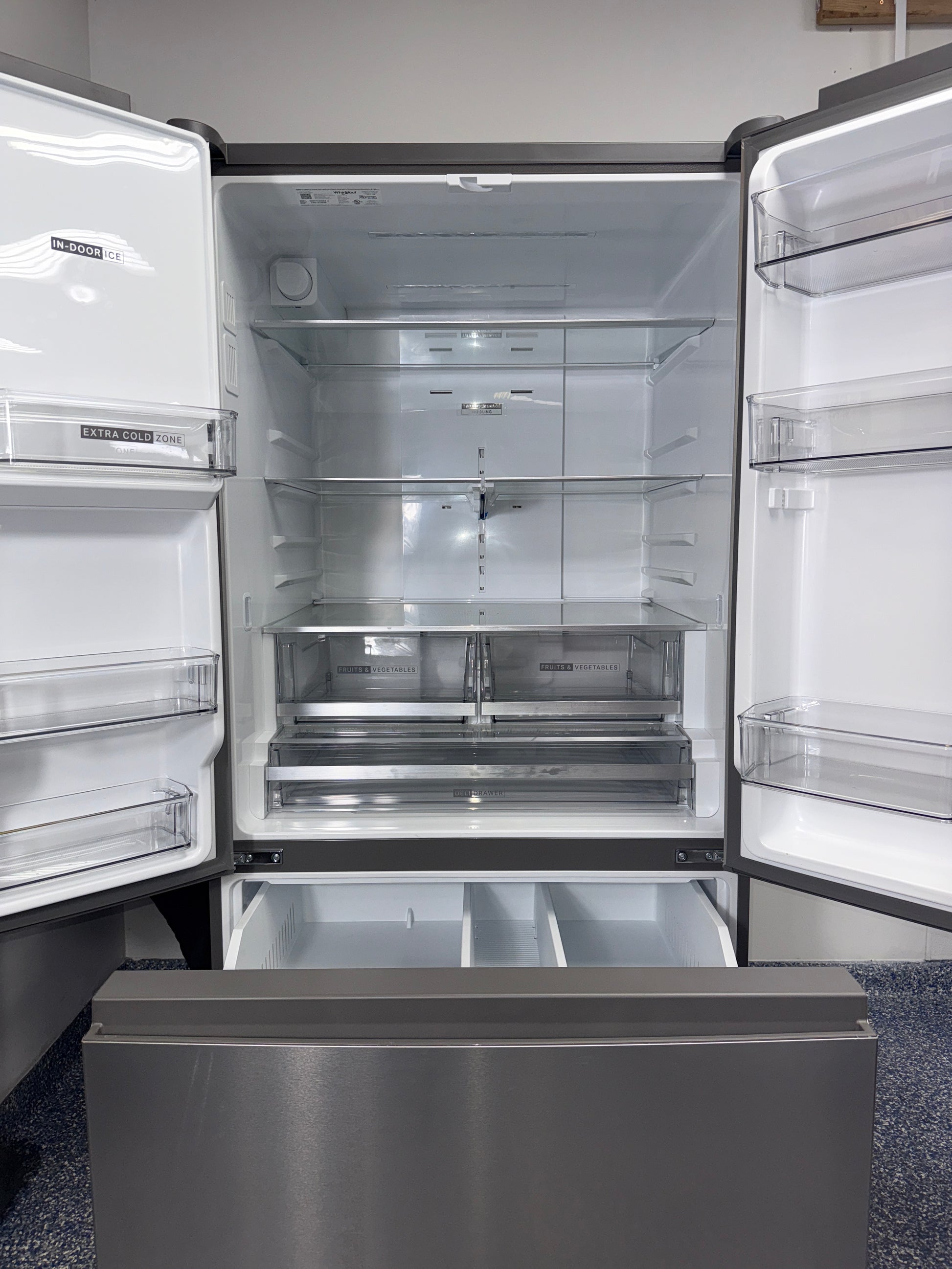 The WHIRLPOOL French door refrigerator, model WRFF3536SZ, with its 25.2 cu. ft. capacity, available at Appliance Shark.