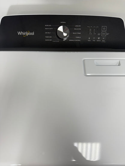 The WHIRLPOOL gas dryer, model WGD5010LW, built with a heavy-duty motor, available at Appliance Shark.