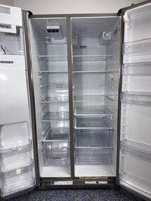 A view of the interior of the WHIRLPOOL refrigerator, model WRSF5536RZ, showing its spacious 25.6 cu. ft. capacity, an ideal appliance for homes in Overland Park.