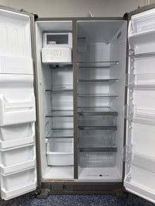 Interior look at the WRS325SDHZ refrigerator, highlighting the spacious In-Door-Ice storage and adjustable gallon door bins.
