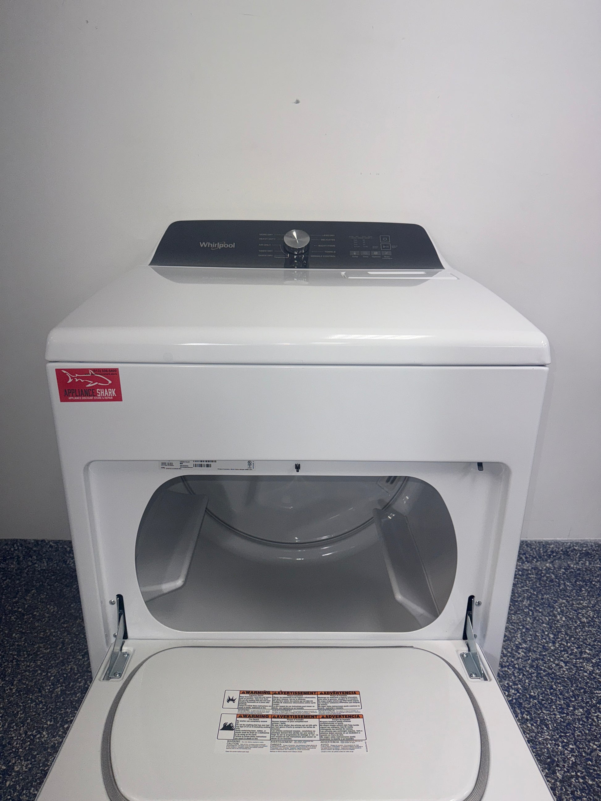 Whirlpool WED5010LW interior light and drum view Kansas City home