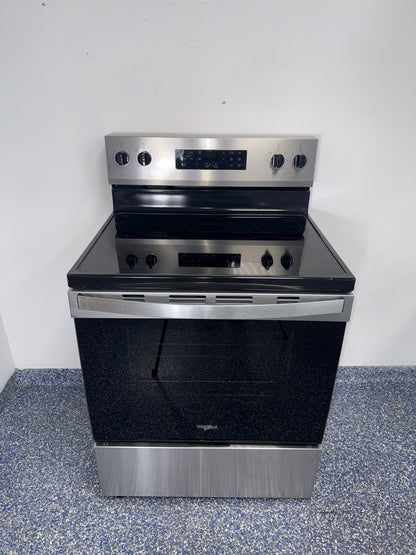 Front view of the WHIRLPOOL WFES3330RZ2 electric range in Overland Park, KS.