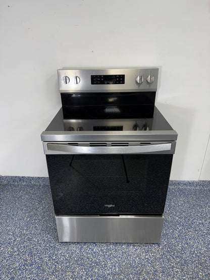 Front view of the WHIRLPOOL WFES5030RZ electric range available in Overland Park near Kansas City.
