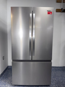 A front view of the WHIRLPOOL WRFF3136SZ refrigerator, highlighting its In-Door-Ice System and a great deal in Kansas.