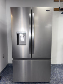 The WHIRLPOOL WRFF3536SZ refrigerator from the front, a French door model for a great deal in Kansas.