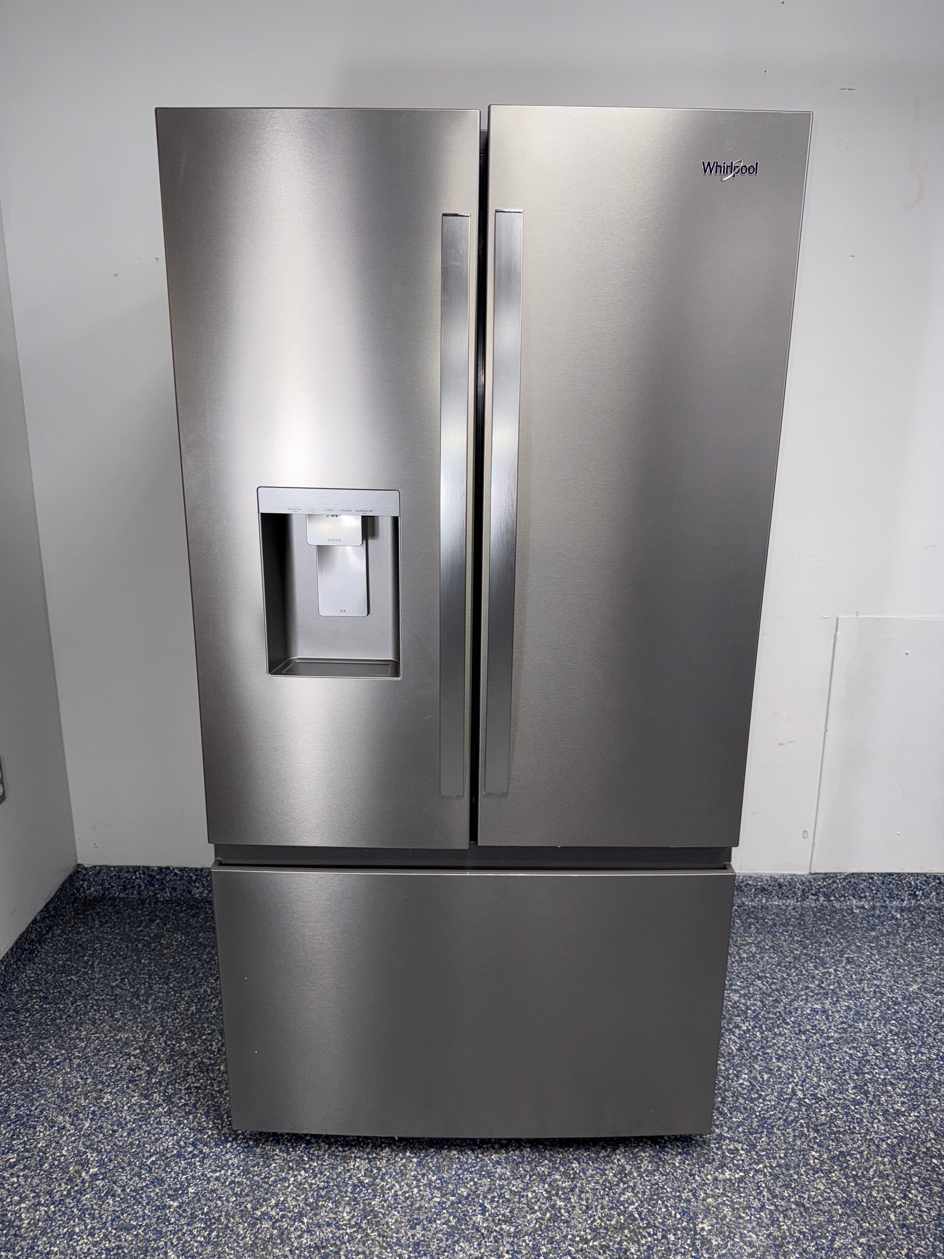 WHIRLPOOL WRFF3536SZ french door refrigerator front view in Overland Park near Kansas City