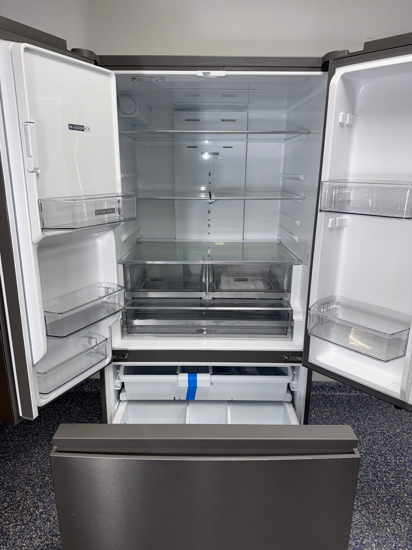WHIRLPOOL WRFF3536SZ french door refrigerator interior shelves in Overland Park near Kansas City