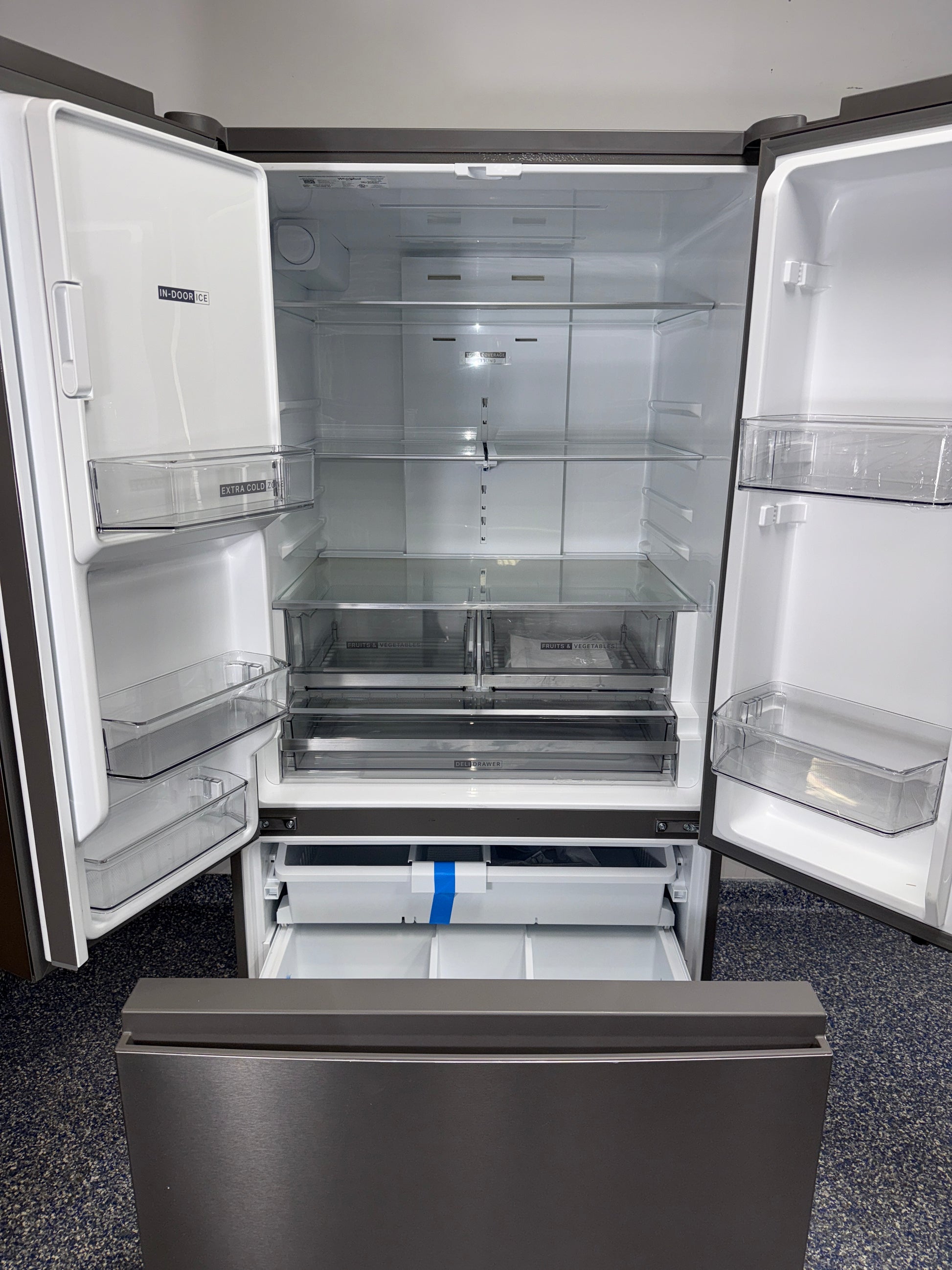 WHIRLPOOL WRFF3536SZ french door refrigerator interior shelves in Overland Park near Kansas City