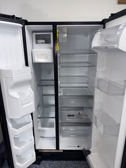 External ice and water dispenser on the WHIRLPOOL WRS321SDHB11 refrigerator near Kansas City.