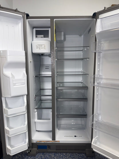 Adjustable gallon door bins inside the WHIRLPOOL WRS321SDHZ refrigerator serving the Kansas City area.