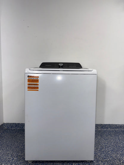 The WHIRLPOOL WTW5020SW top load washer from the front, highlighting its Smooth Impeller and a great deal in Kansas.