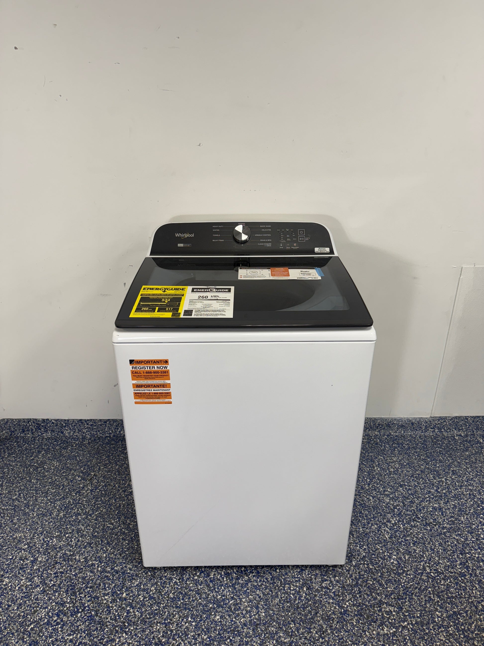 Front view of the WHIRLPOOL WTW6157PW top-load washer in White, available in Overland Park, KS.