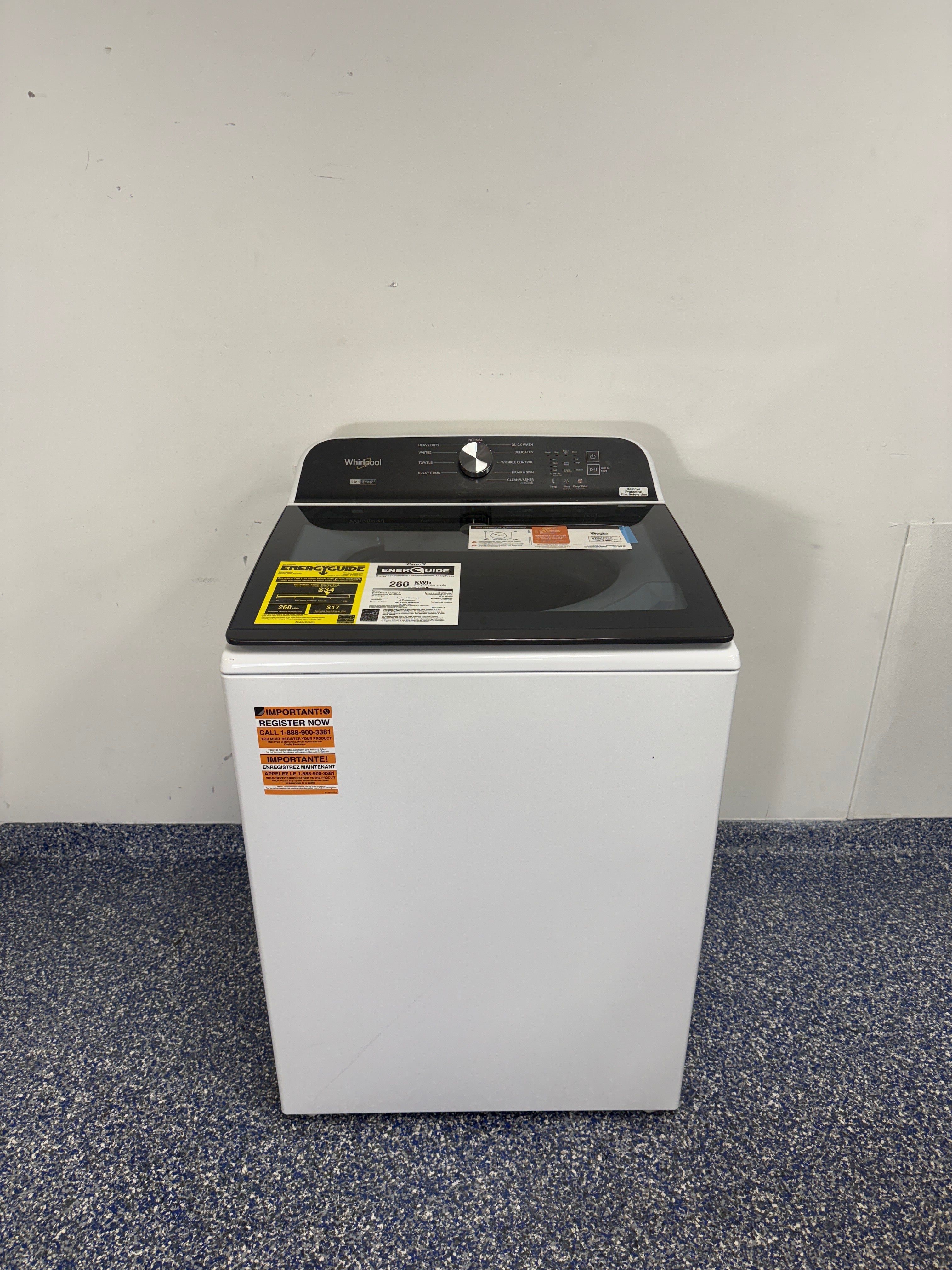 Front view of the WHIRLPOOL WTW6157PW top-load washer in White, available in Overland Park, KS.
