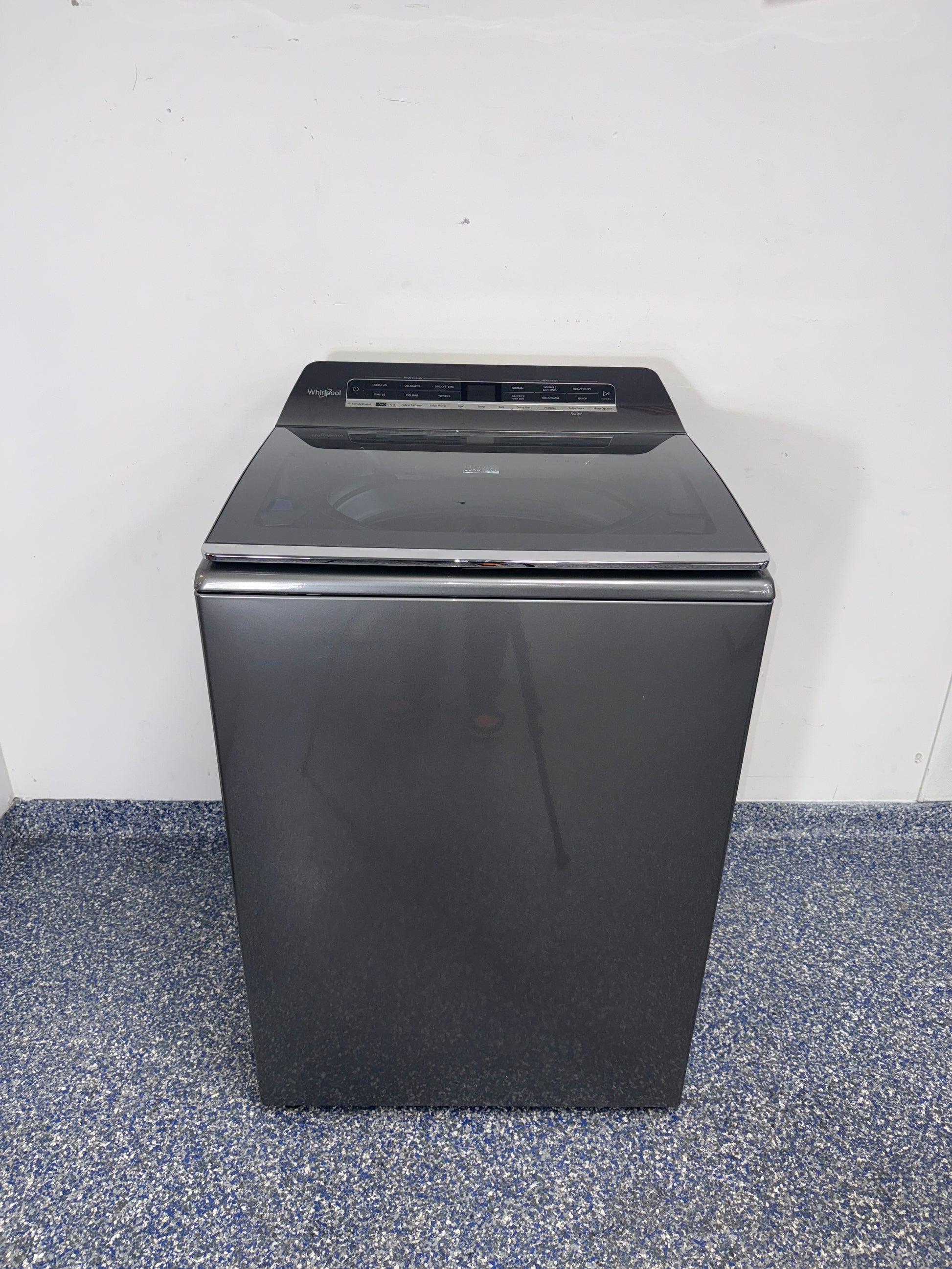 Front view of the WHIRLPOOL WTW8127LC3 top load washer available in Overland Park near Kansas City.